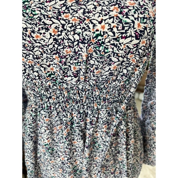 Indigo Rose Floral Midi Dress Long Sleeve Tie Front Layered Elastic Waist Sz S - Picture 6 of 16